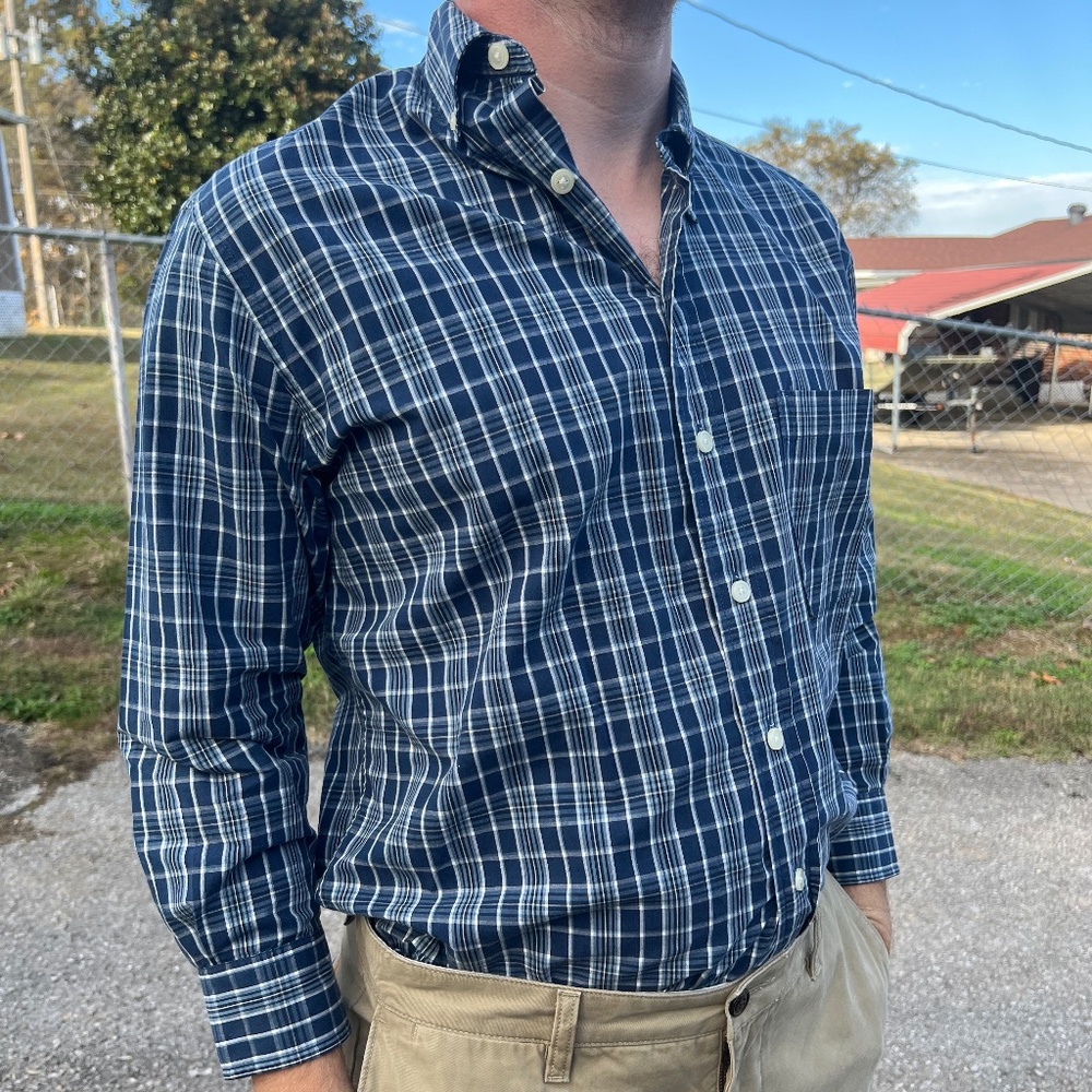 abercrombie Men's Large Long Sleeve Button Up Shirt Blue Casual Wear